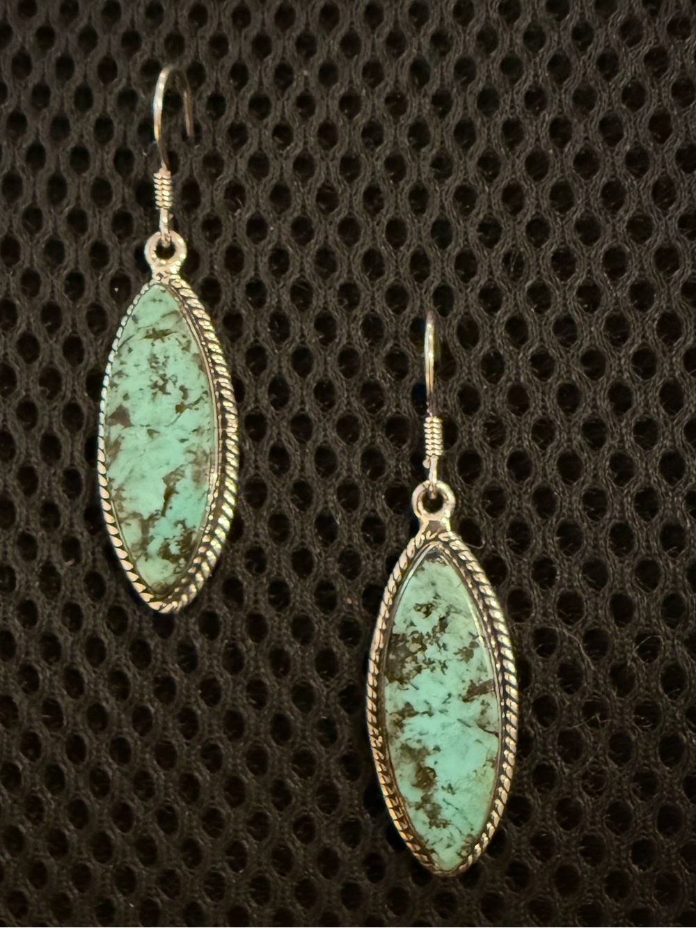 Vintage Southwestern Style Sterling Silver Turquoise Dangle Earrings